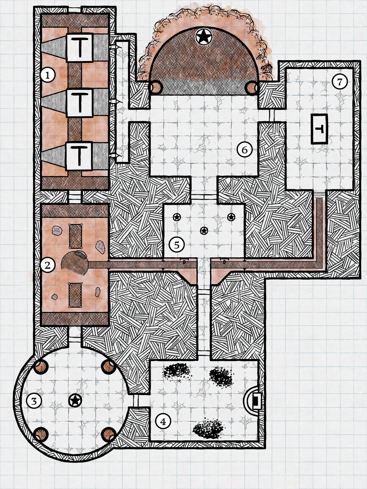 Map of the Blackforge’s connected forge chambers, bridges and lava-filled passages.